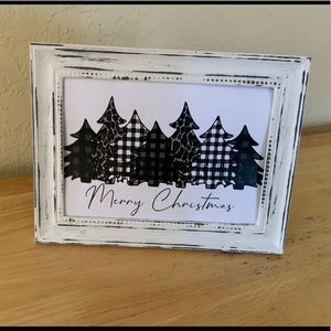 Farmhouse Christmas buffalo trees picture 5x7 w/frame
